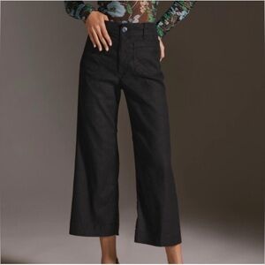Maeve by Anthropologie The Colette Cropped‎ Wide-Leg Pants Linen Edition Size 25